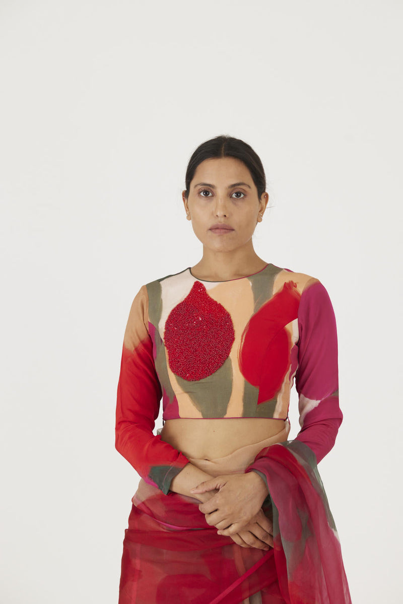 LEI LANI RED EMBROIDERED BLOUSE Blouses by Yam for women Worldwide