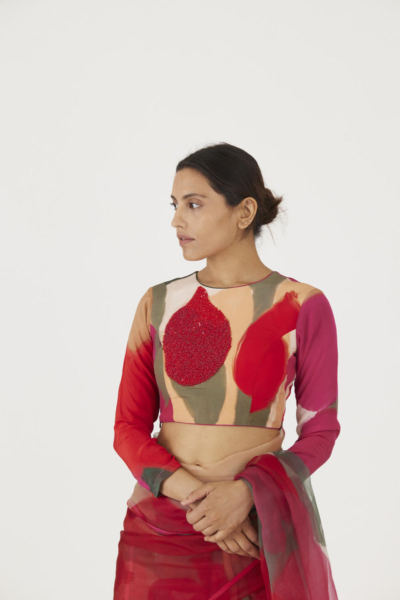 LEI LANI RED EMBROIDERED BLOUSE Blouses by Yam for women Worldwide
