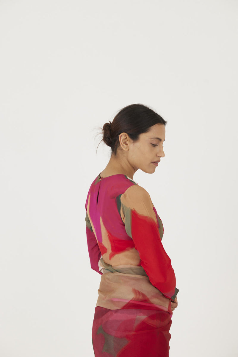 LEI LANI RED EMBROIDERED BLOUSE Blouses by Yam for women Worldwide