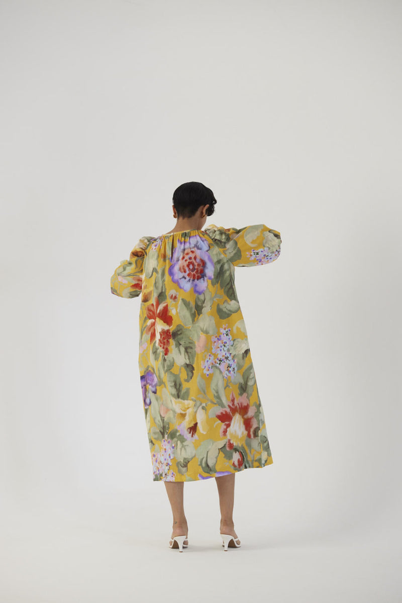 ALLORA YELLOW MIDI DRESS satin Dress by Yam in yellow color for women Worldwide
