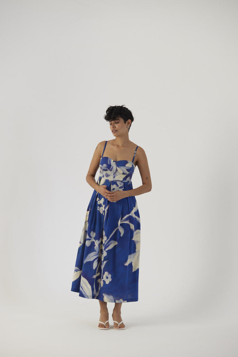 CHICORY BRALLETTE DRESS satin Dress by Yam in blue color for women Worldwide
