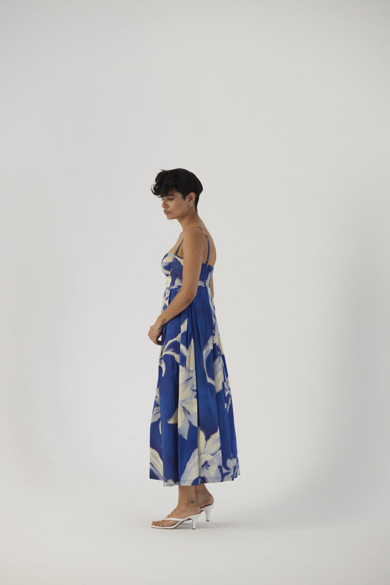 CHICORY BRALLETTE DRESS satin Dress by Yam in blue color for women Worldwide