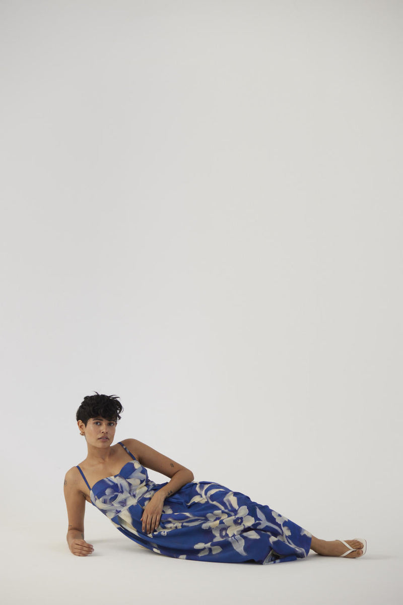 CHICORY BRALLETTE DRESS satin Dress by Yam in blue color for women Worldwide