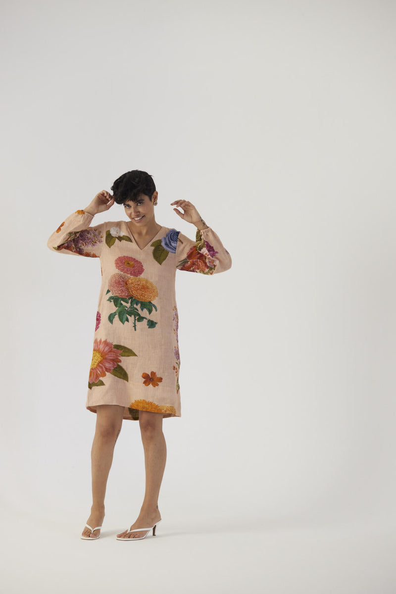 VINTAGE GARDEN SHORT DRESS Dress by Yam in beige color for women Worldwide