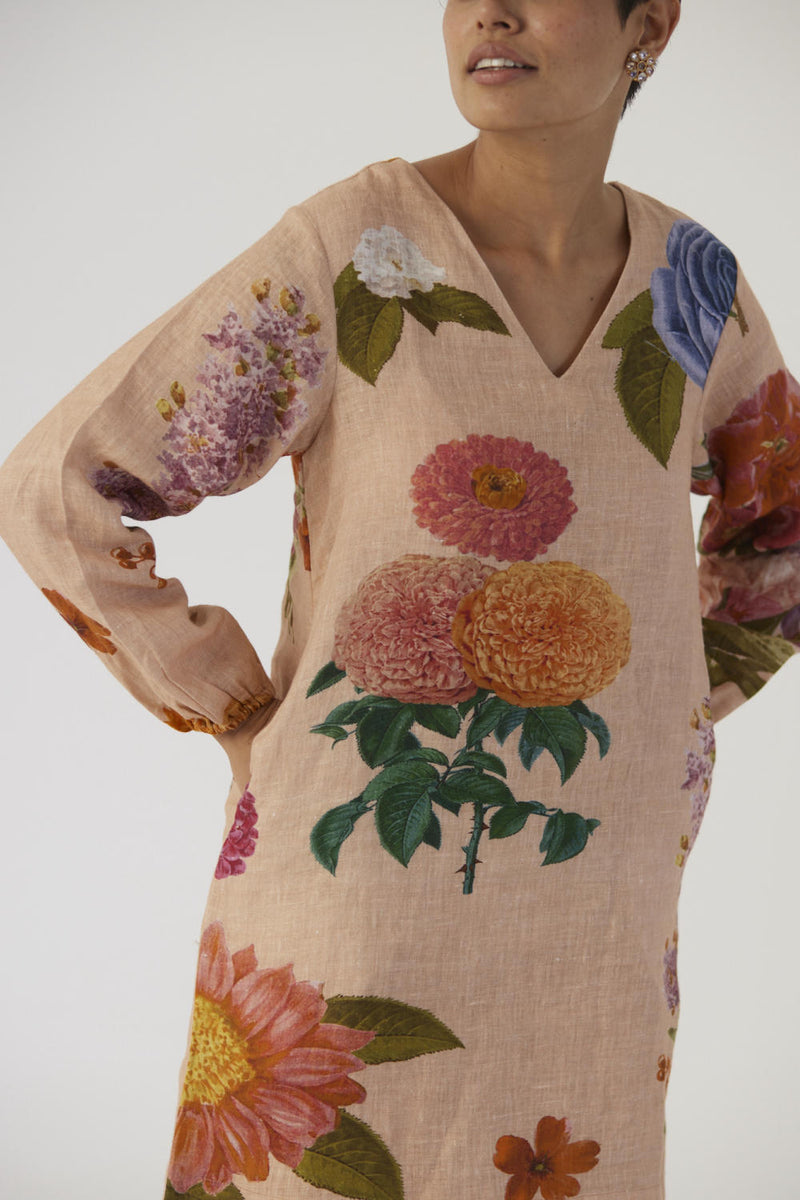 VINTAGE GARDEN SHORT DRESS Dress by Yam in beige color for women Worldwide