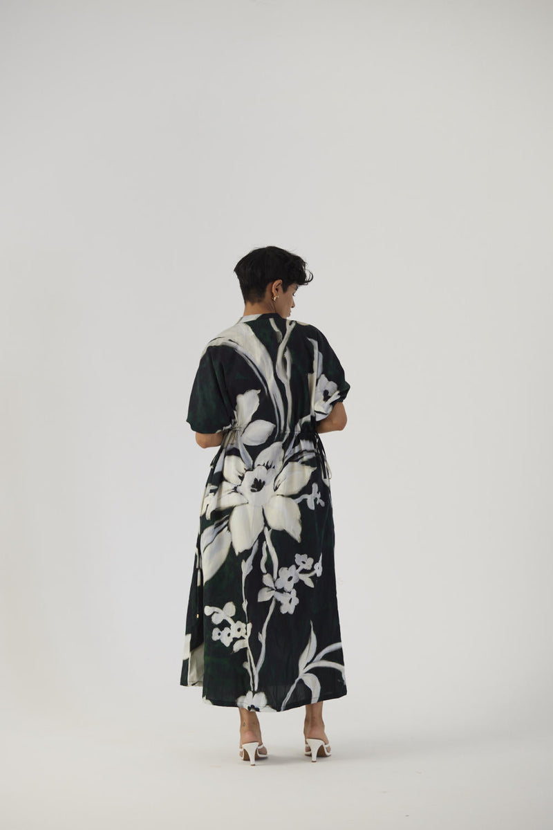 CHICORY BLACK SIDE TIE UP DRESS satin Dress by Yam in black color for women Worldwide