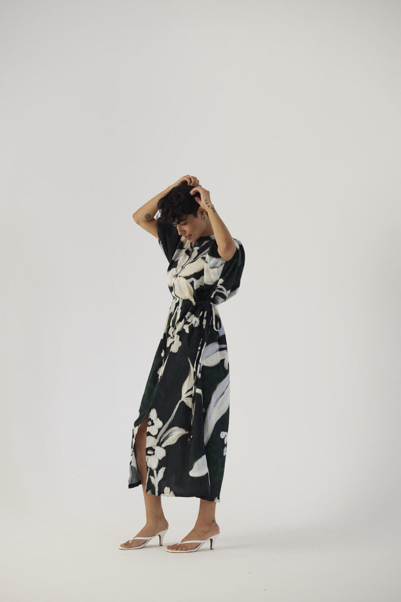 CHICORY BLACK SIDE TIE UP DRESS satin Dress by Yam in black color for women Worldwide