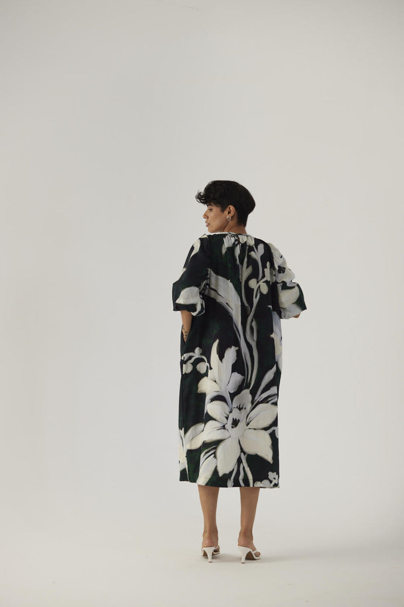 CHICORY BLACK MIDI DRESS satin Dress by Yam in black color for women Worldwide
