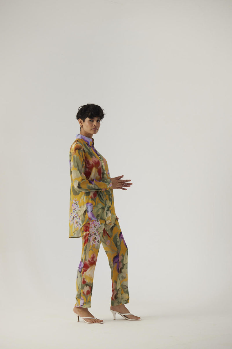 ALLORA YELLOW CREPE COORD SET Co-ord Sets by Yam in yellow color for women Worldwide
