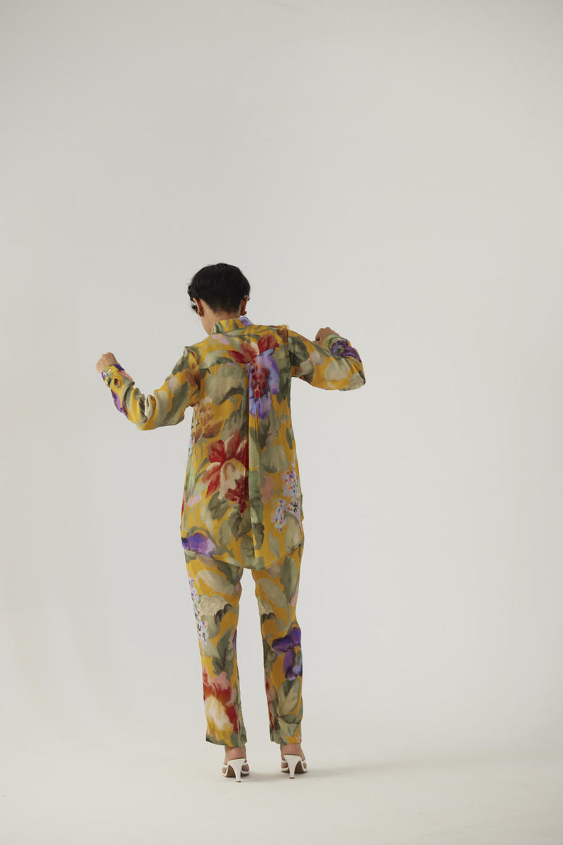 ALLORA YELLOW CREPE COORD SET Co-ord Sets by Yam in yellow color for women Worldwide