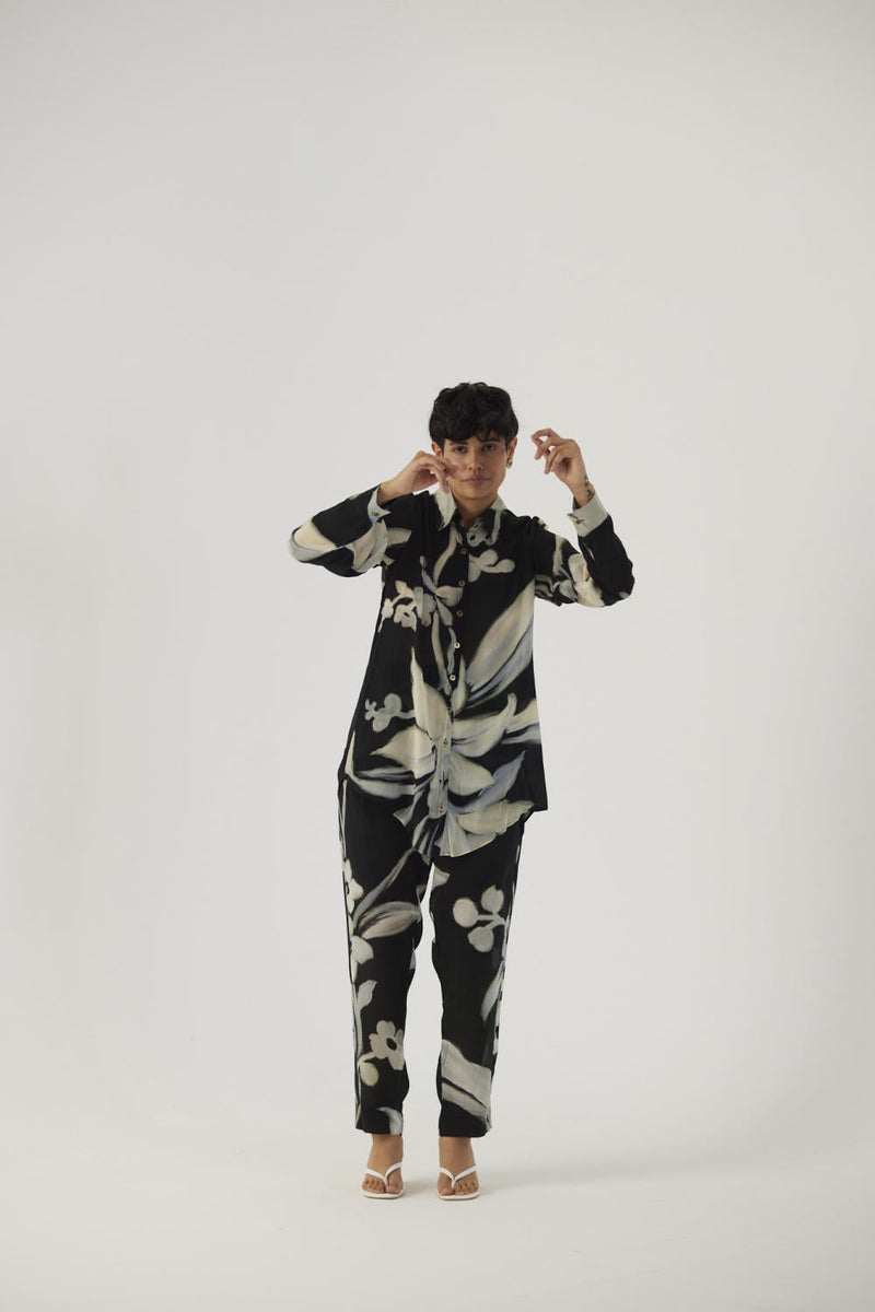 CHICORY BLACK CREPE COORD SET Co-ord Sets by Yam in black color for women Worldwide