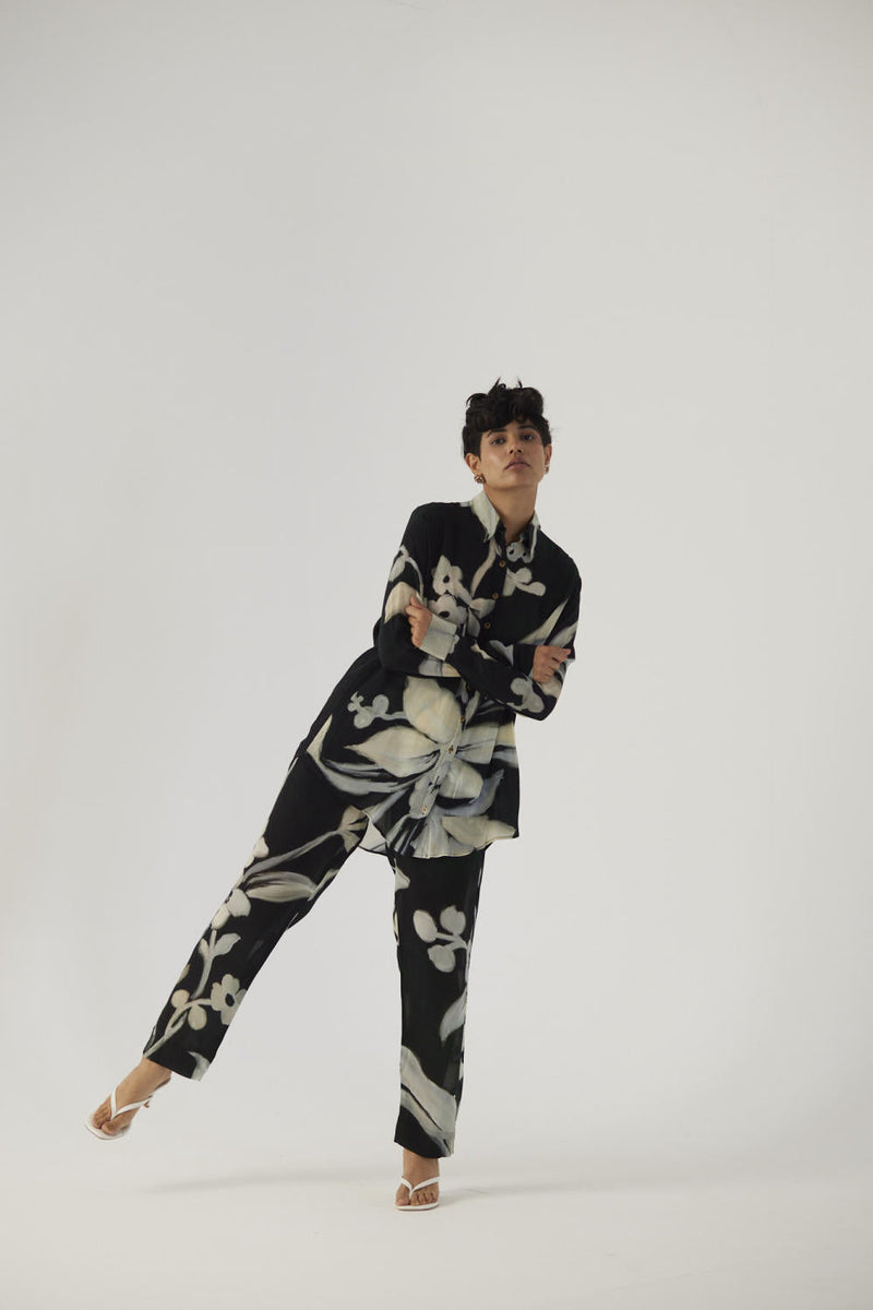CHICORY BLACK CREPE COORD SET Co-ord Sets by Yam in black color for women Worldwide