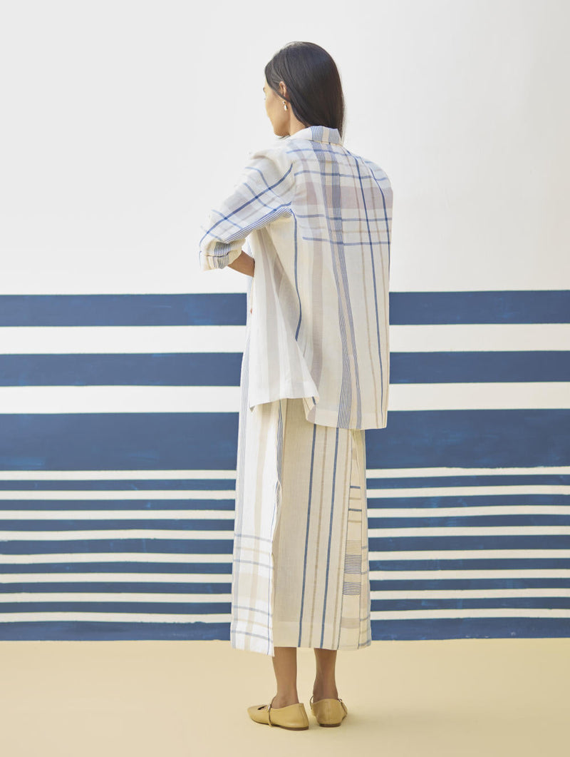 Inara Check Linen Dress With Blazer
 - Ivory linen by Manan in ivory color for women Worldwide