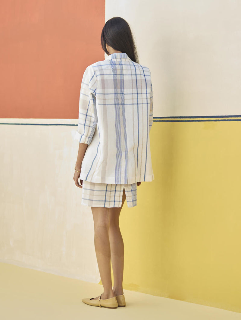 Nora Check Shift Dress With Blazer
 - Ivory by Manan in ivory color for women Worldwide