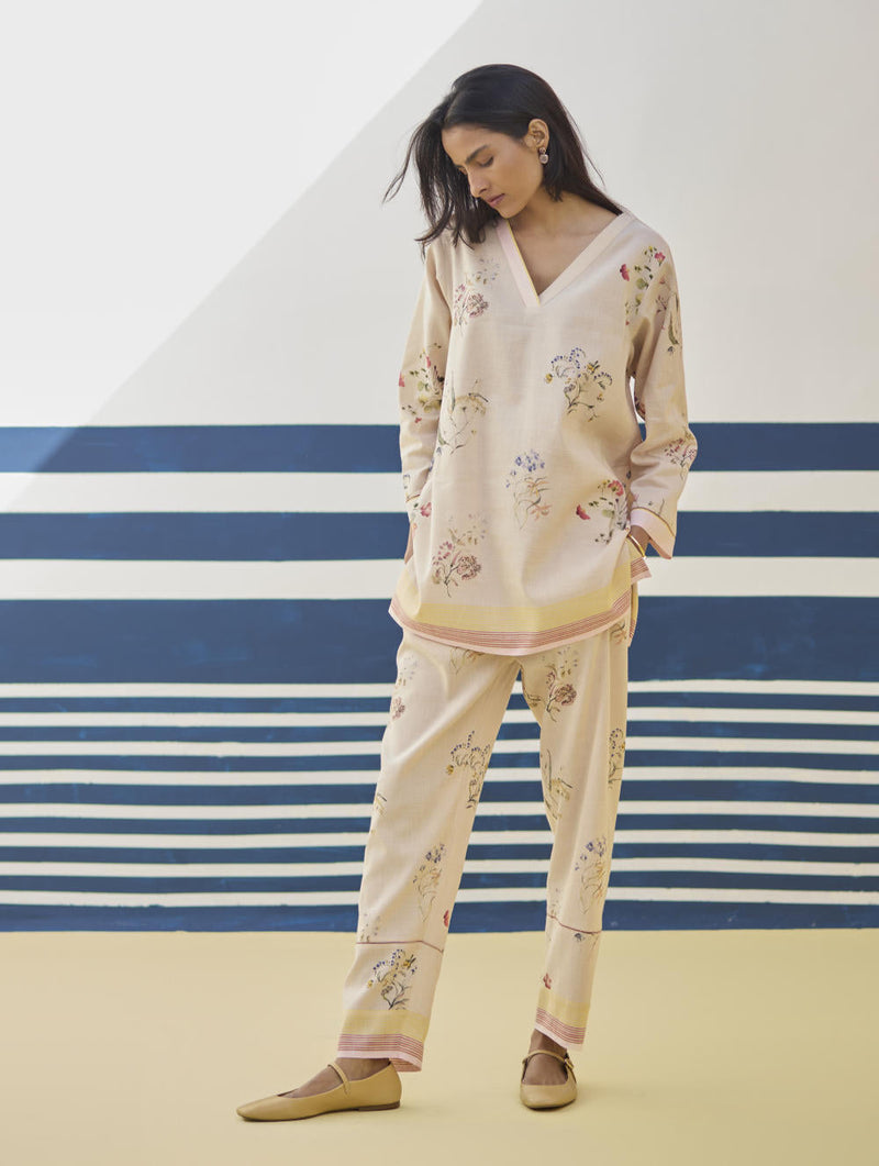 Raha Watercolour Floral Kurta Set
 - Sand by Manan in natural color for women Worldwide