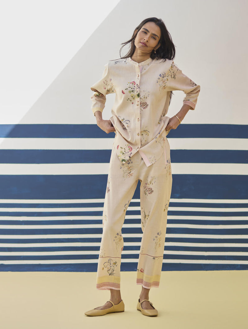 Vani Watercolour Floral Shirt - Sand by Manan in natural color for women Worldwide