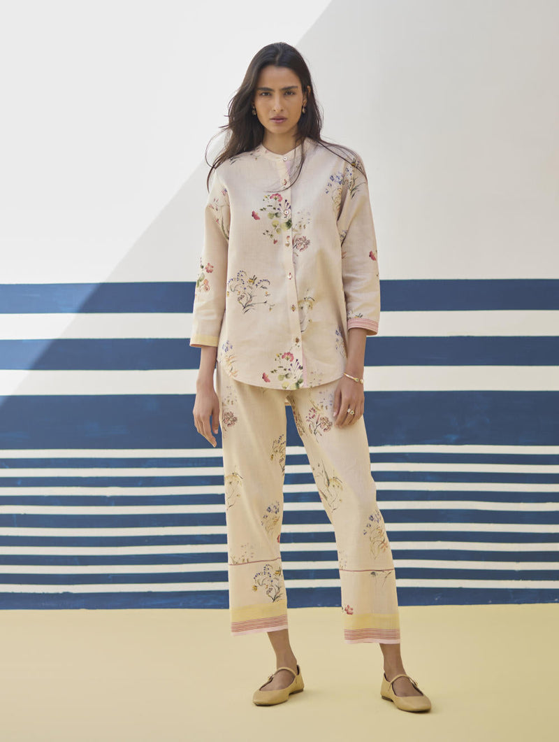 Vani Watercolour Floral Shirt - Sand by Manan in natural color for women Worldwide