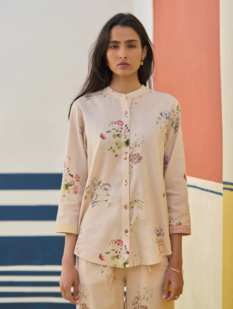 Vani Watercolour Floral Co-ord Set
 -Sand by Manan in natural color for women Worldwide
