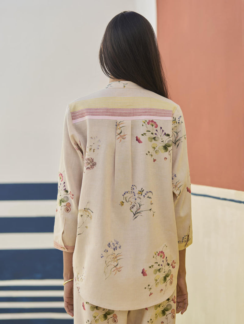 Vani Watercolour Floral Shirt - Sand by Manan in natural color for women Worldwide