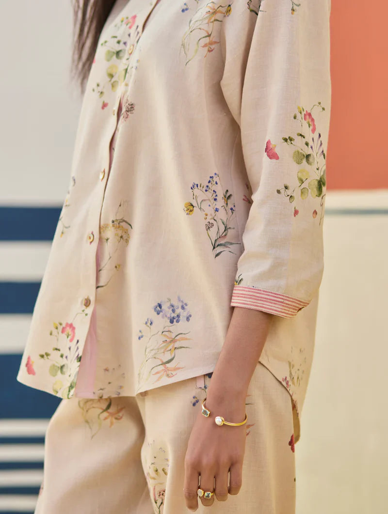 Vani Watercolour Floral Co-ord Set
 -Sand by Manan in natural color for women Worldwide