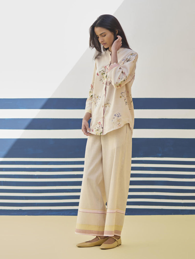 Lyla Stripe Border Pant - Sand by Manan in natural color for women Worldwide