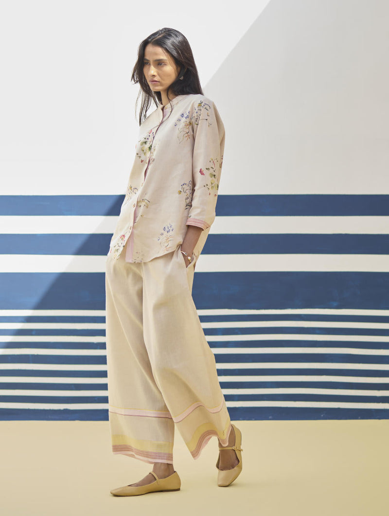 Lyla Stripe Border Pant - Sand by Manan in natural color for women Worldwide