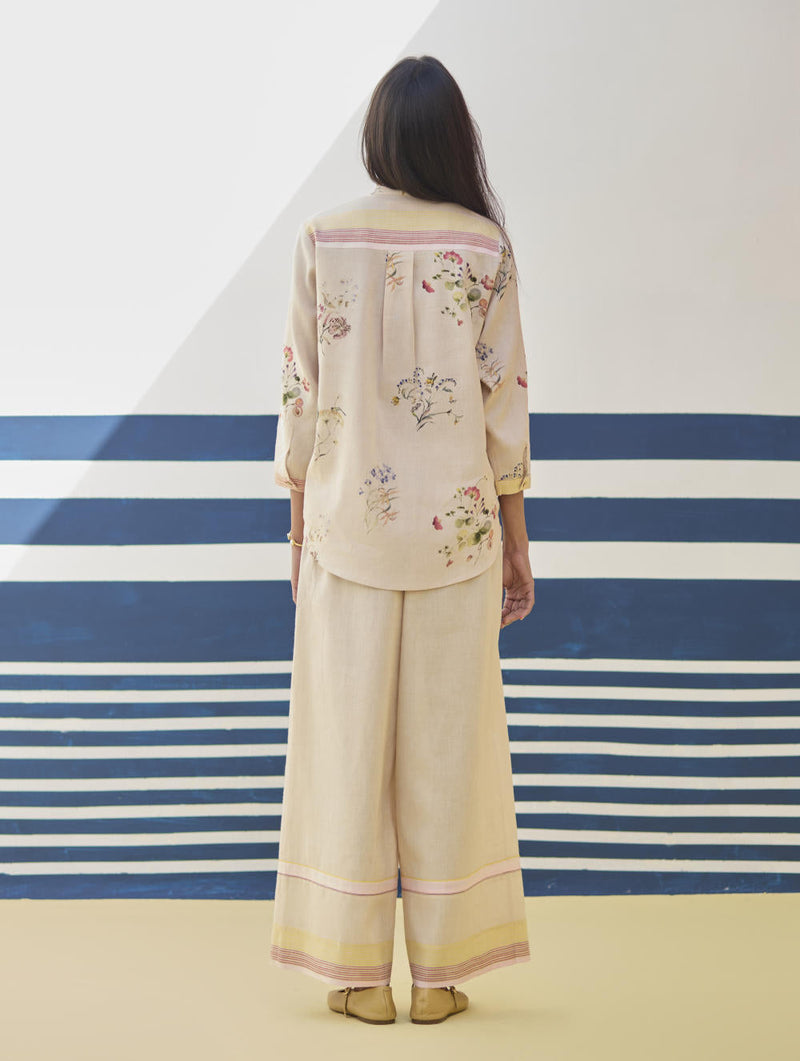 Lyla Stripe Border Pant - Sand by Manan in natural color for women Worldwide