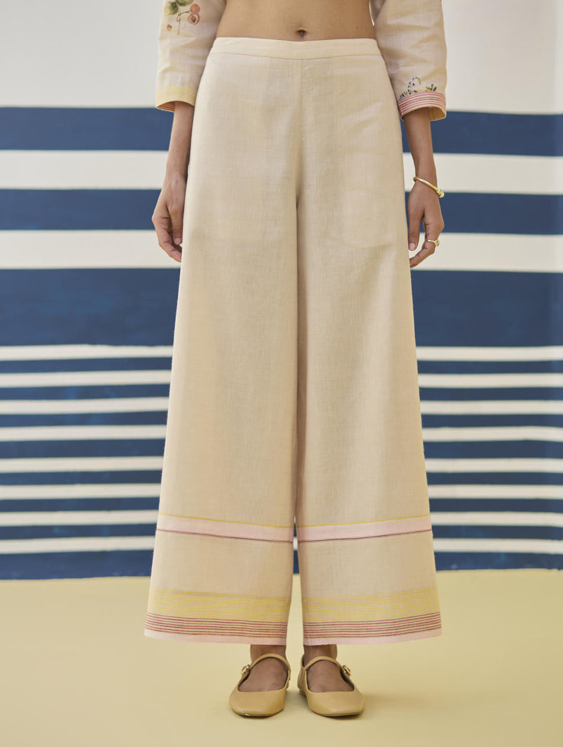 Lyla Stripe Border Pant - Sand by Manan in natural color for women Worldwide