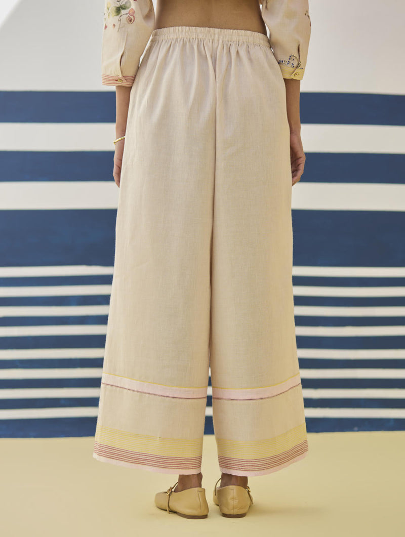Lyla Stripe Border Pant - Sand by Manan in natural color for women Worldwide