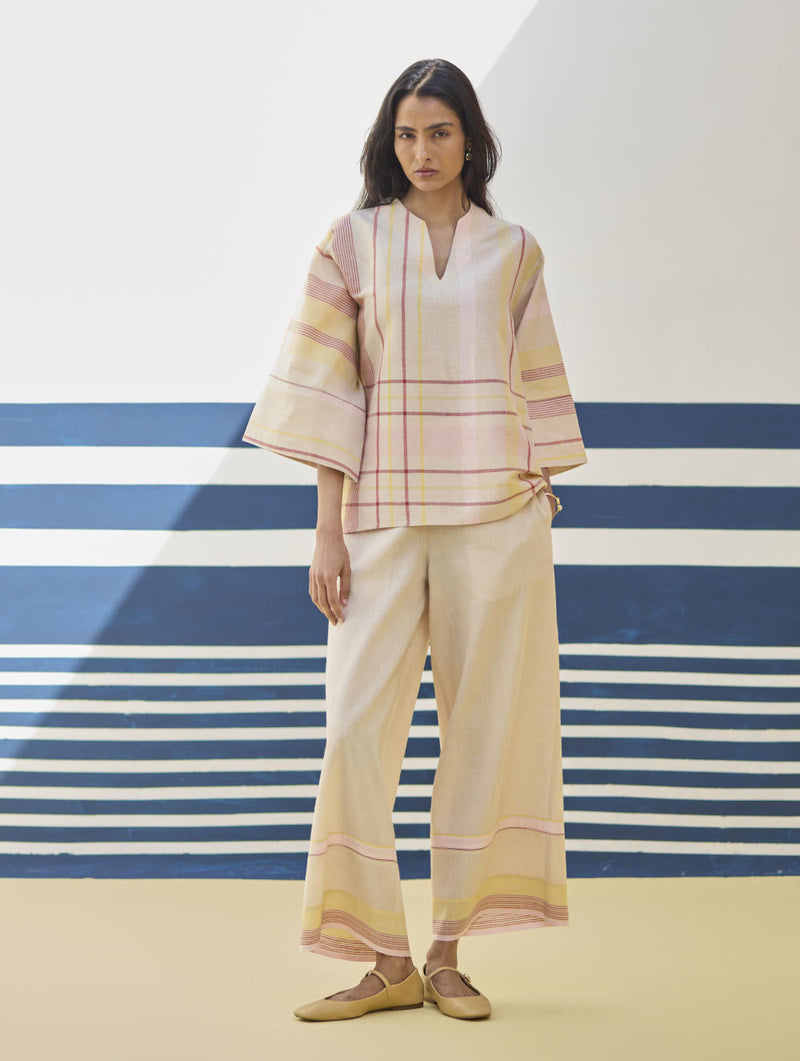 Lyla Stripe Border Pant - Sand by Manan in natural color for women Worldwide