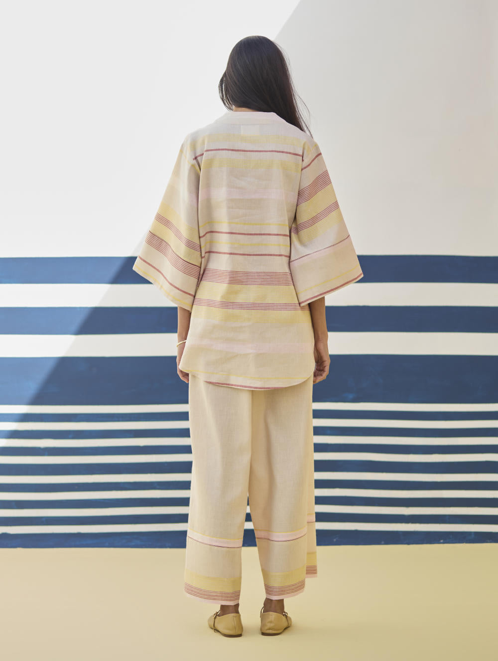 Kira Check Linen Top - Sand