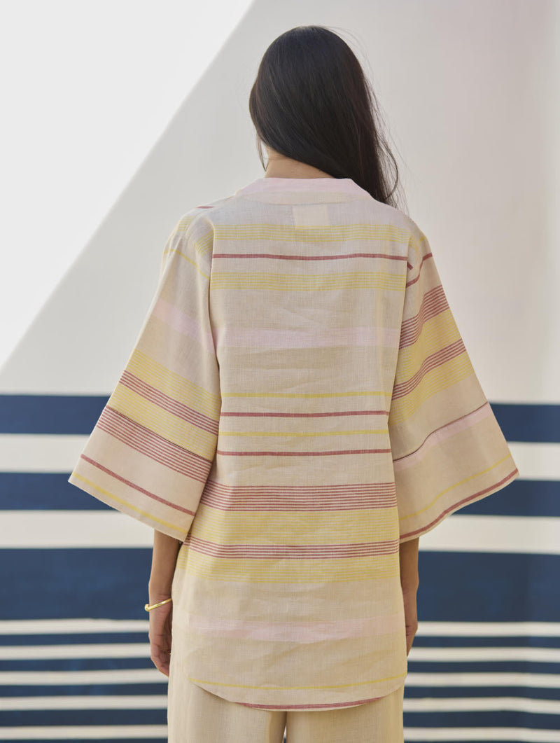 Kira Check Linen Co-ord Set
 - Sand by Manan in natural color for women Worldwide