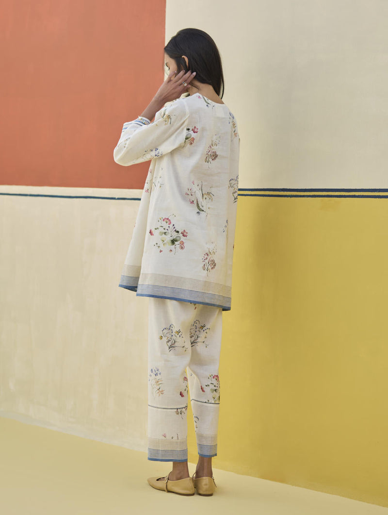 Raha Watercolour Floral Kurta - Ivory by Manan in ivory color for women Worldwide