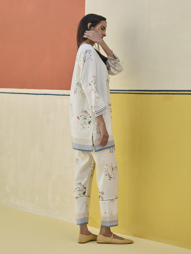 Raha Watercolour Floral Kurta Set
 - Ivory by Manan in ivory color for women Worldwide