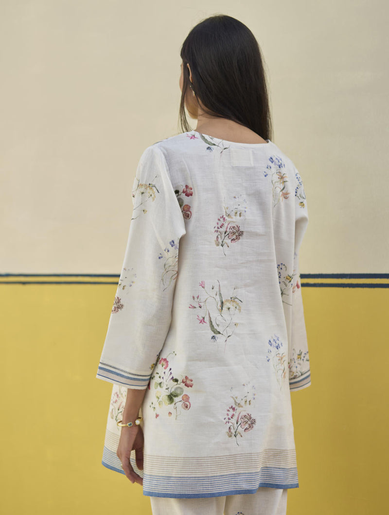 Raha Watercolour Floral Kurta Set
 - Ivory by Manan in ivory color for women Worldwide