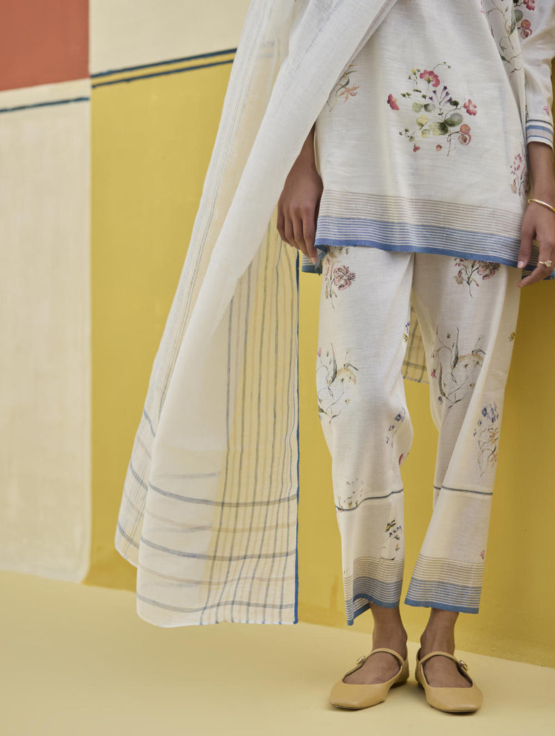 Raha Watercolour Floral Kurta Set
 - Ivory by Manan in ivory color for women Worldwide
