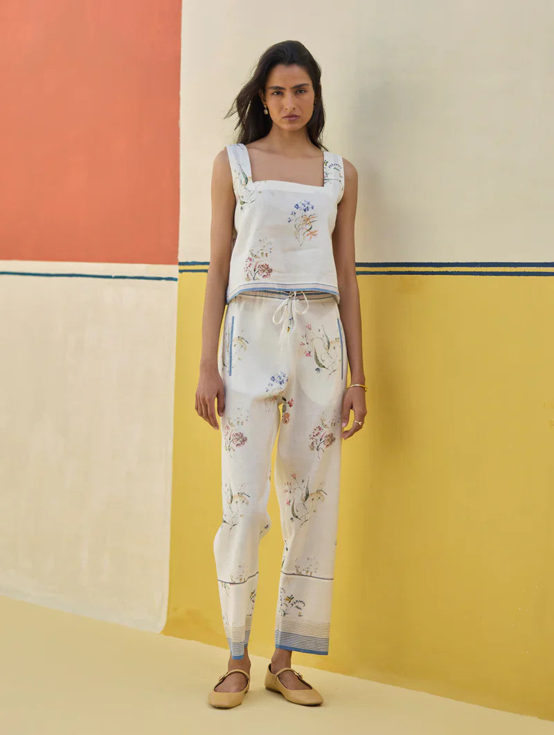 Talia Check Linen Co-ord Set
 -Ivory by Manan in ivory color for women Worldwide