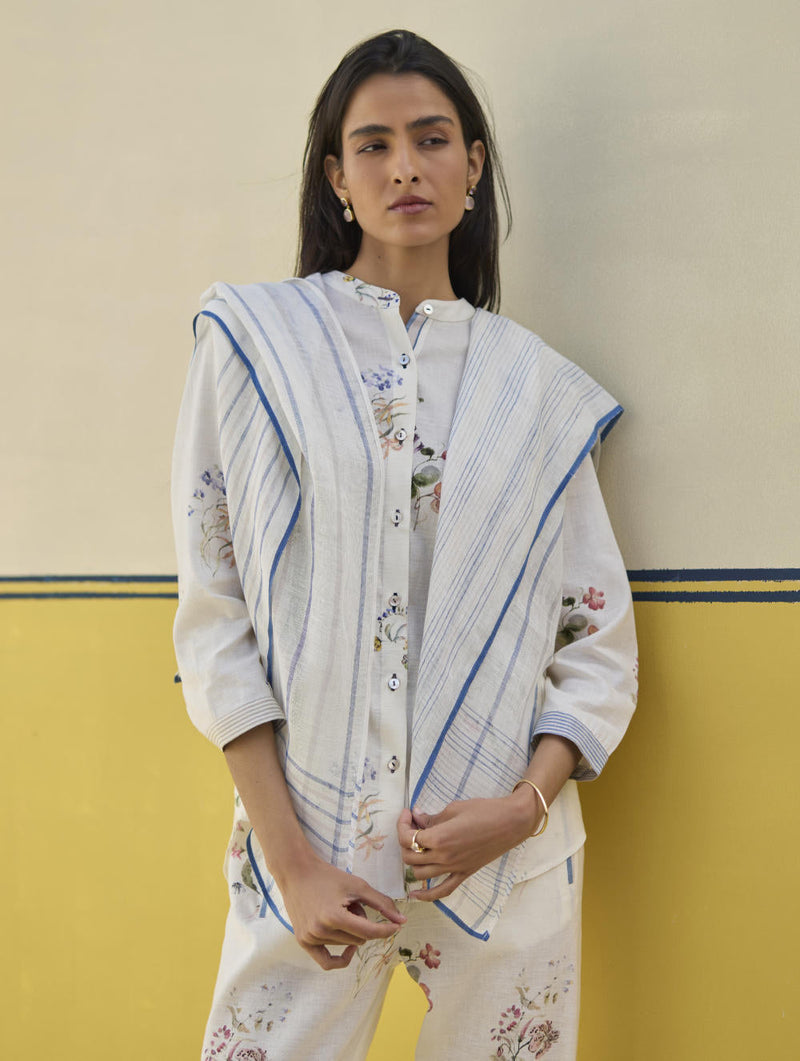 Raha Watercolour Floral Kurta Set
 - Sky by Manan in blue color for women Worldwide