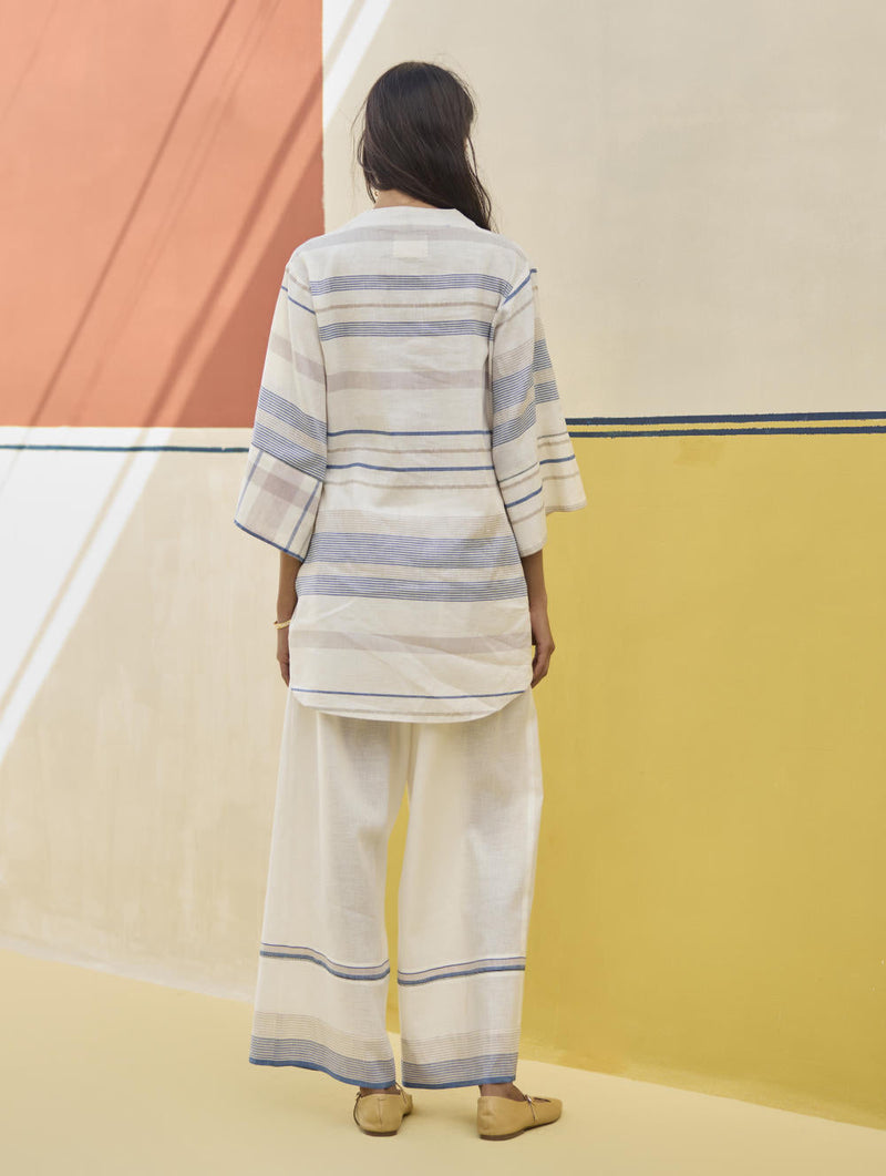 Kira Check Linen Co-ord Set
 - Ivory by Manan in ivory color for women Worldwide
