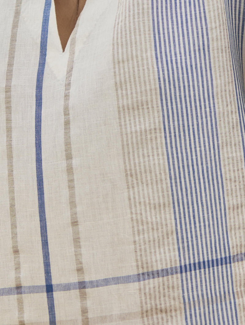 Kira Check Linen Co-ord Set
 - Ivory by Manan in ivory color for women Worldwide