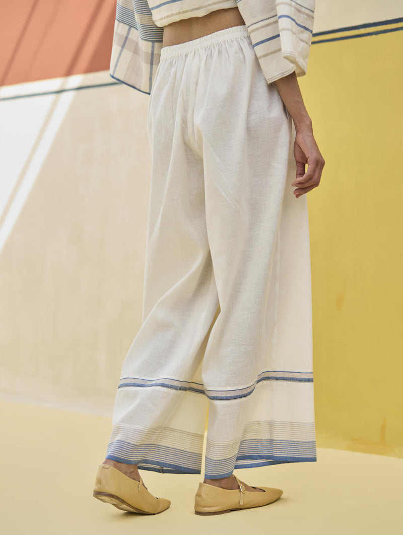 Kira Check Linen Co-ord Set
 - Ivory by Manan in ivory color for women Worldwide