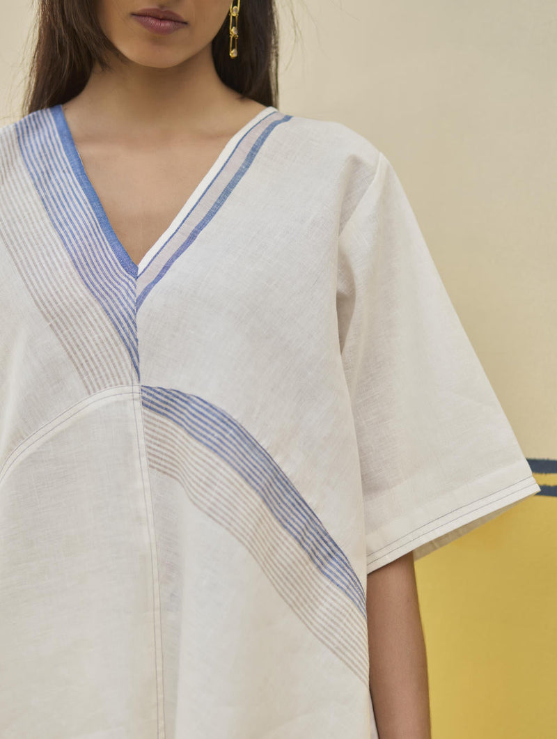 Moriko Border Linen Co-ord Set
 - Ivory by Manan in ivory color for women Worldwide