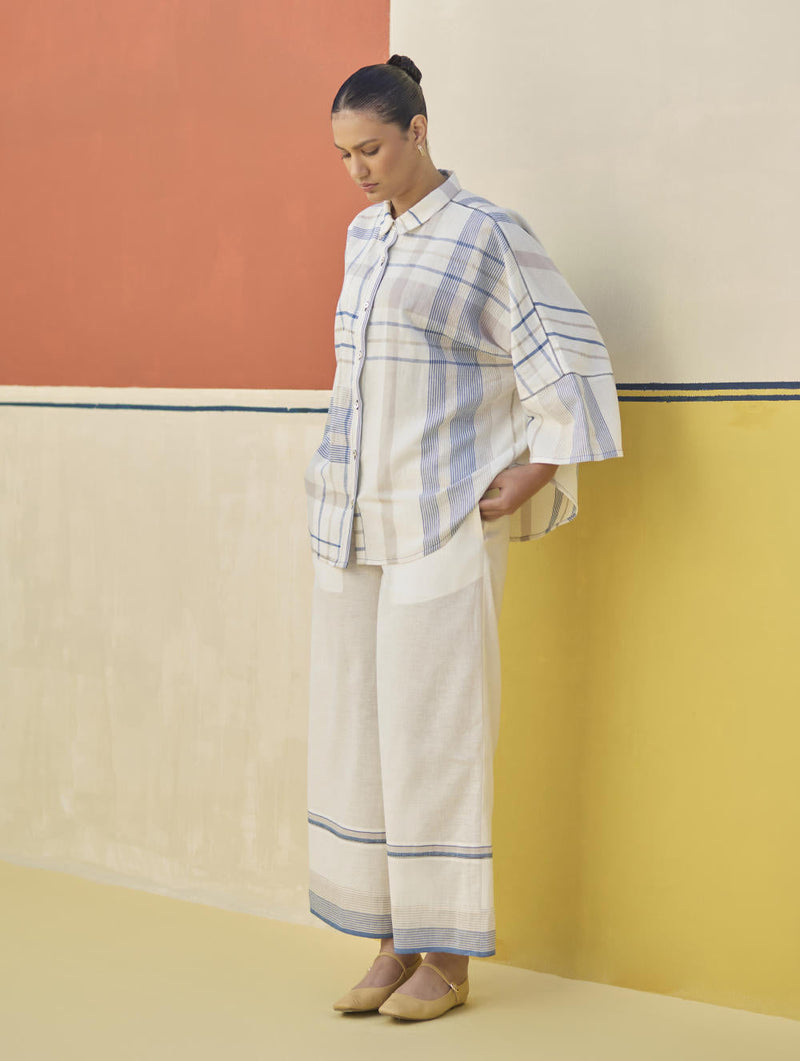 Cara Check Linen Co-ord Set
 - Ivory by Manan in ivory color for women Worldwide