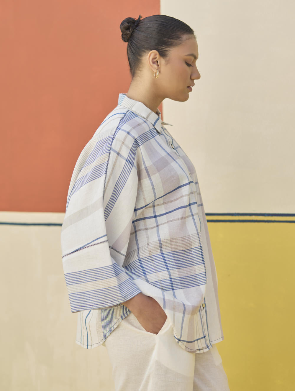 Cara Check Linen Shirt
- Ivory