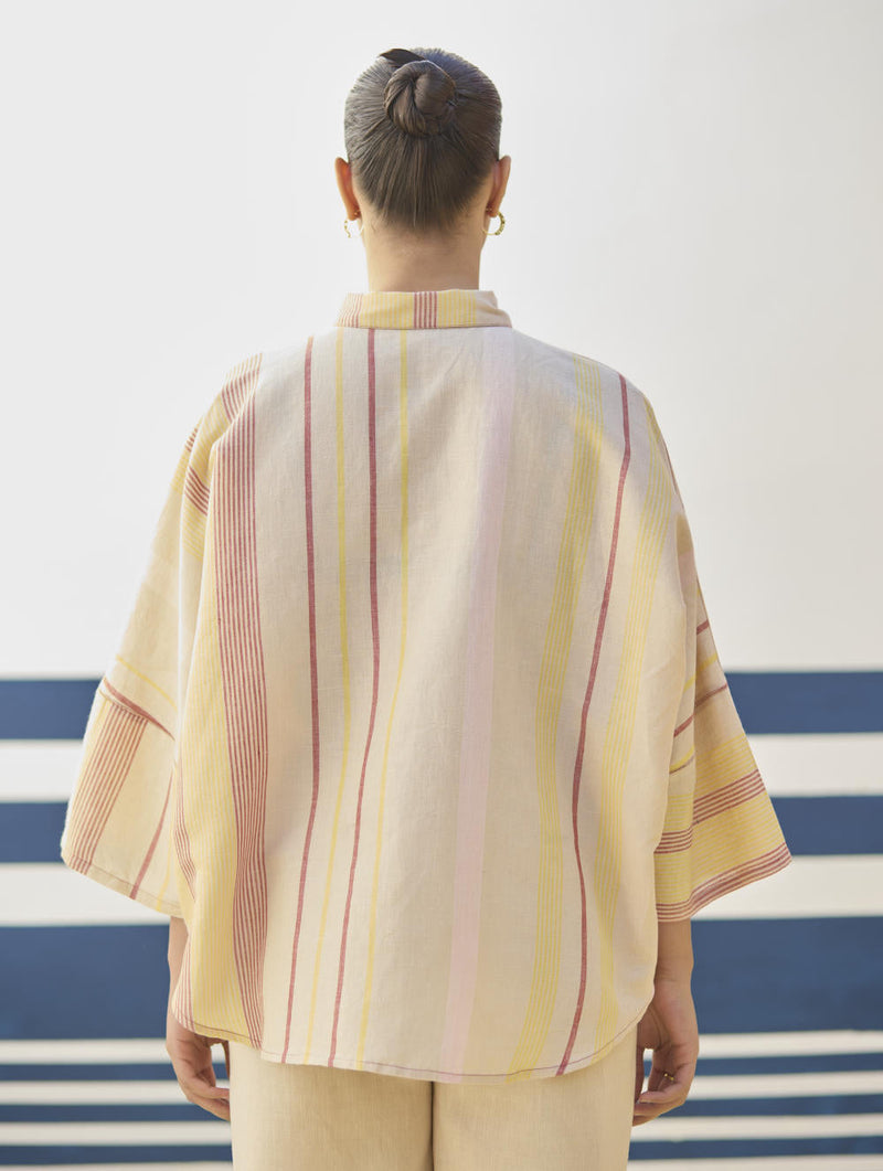 Cara Check Linen Shirt
 - Sand cotton by Manan in natural color for women Worldwide
