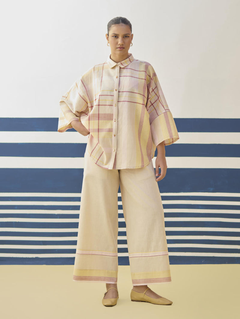 Cara Check Linen Co-ord Set
 - Sand by Manan in natural color for women Worldwide