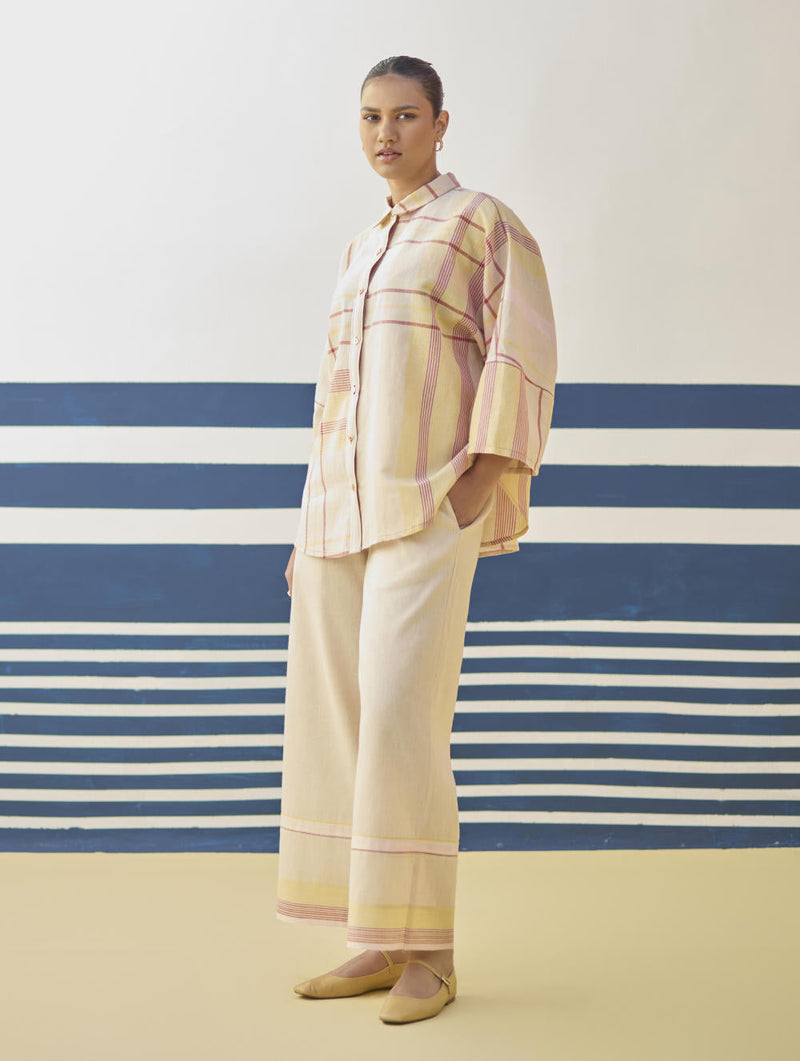 Cara Check Linen Co-ord Set
 - Sand by Manan in natural color for women Worldwide