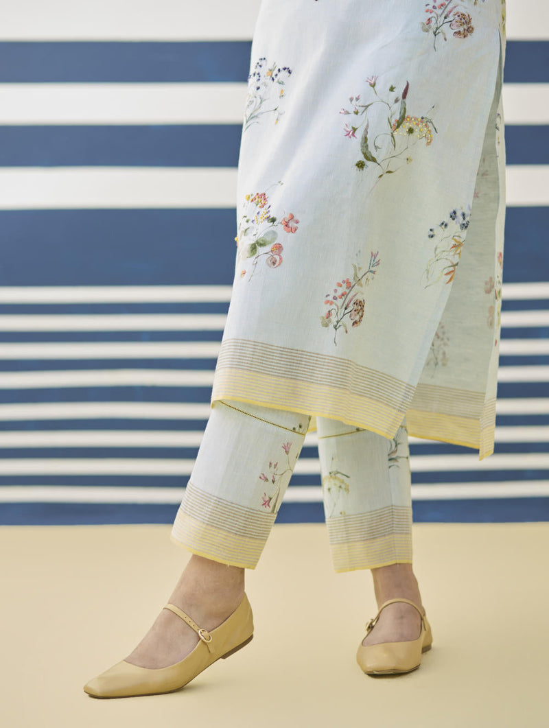 Kera Floral Embroidered Kurta Set
 - Sky by Manan in blue color for women Worldwide