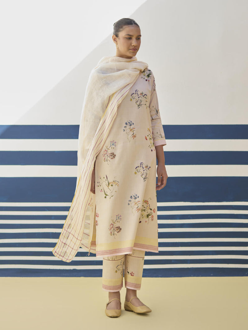 Kera Floral Embroidered Kurta Set
 - Sand by Manan in natural color for women Worldwide