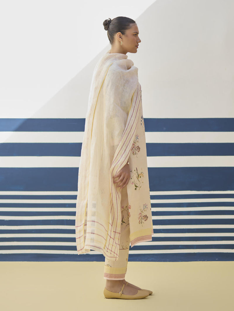 Kera Floral Hand-Embroidered Kurta - Sand by Manan in natural color for women Worldwide